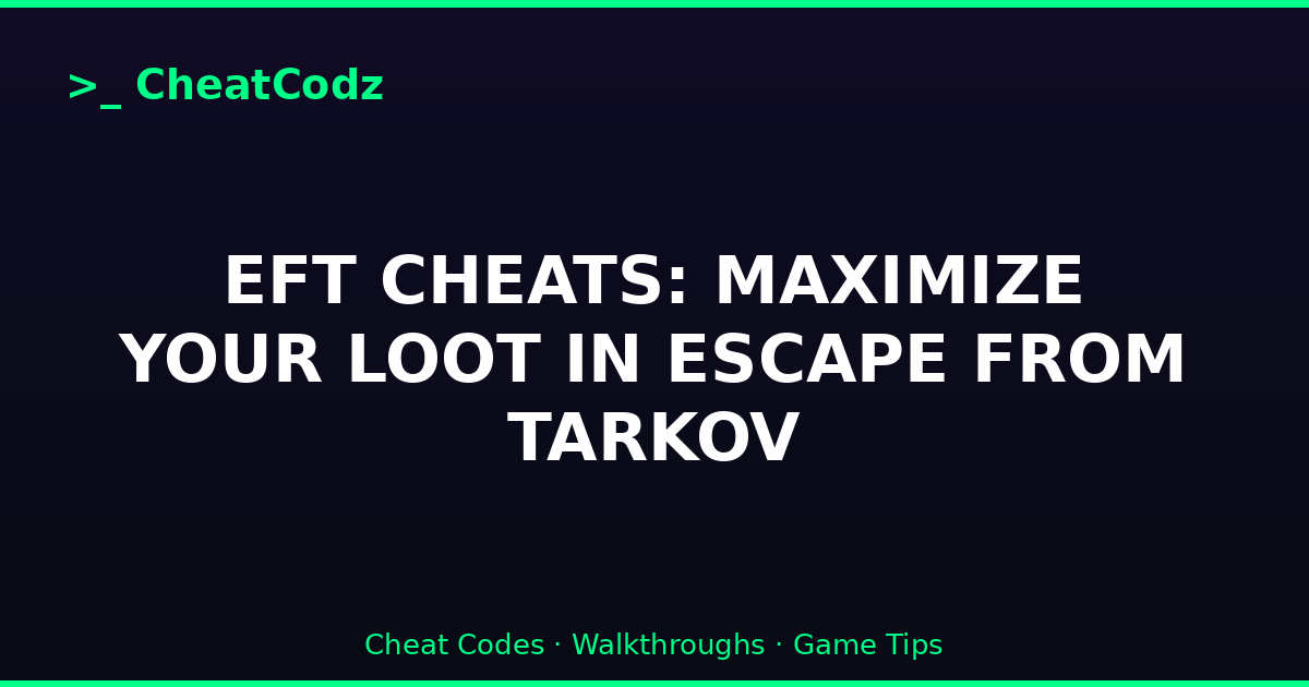 EFT CHEATS: MAXIMIZE YOUR LOOT IN ESCAPE FROM TARKOV