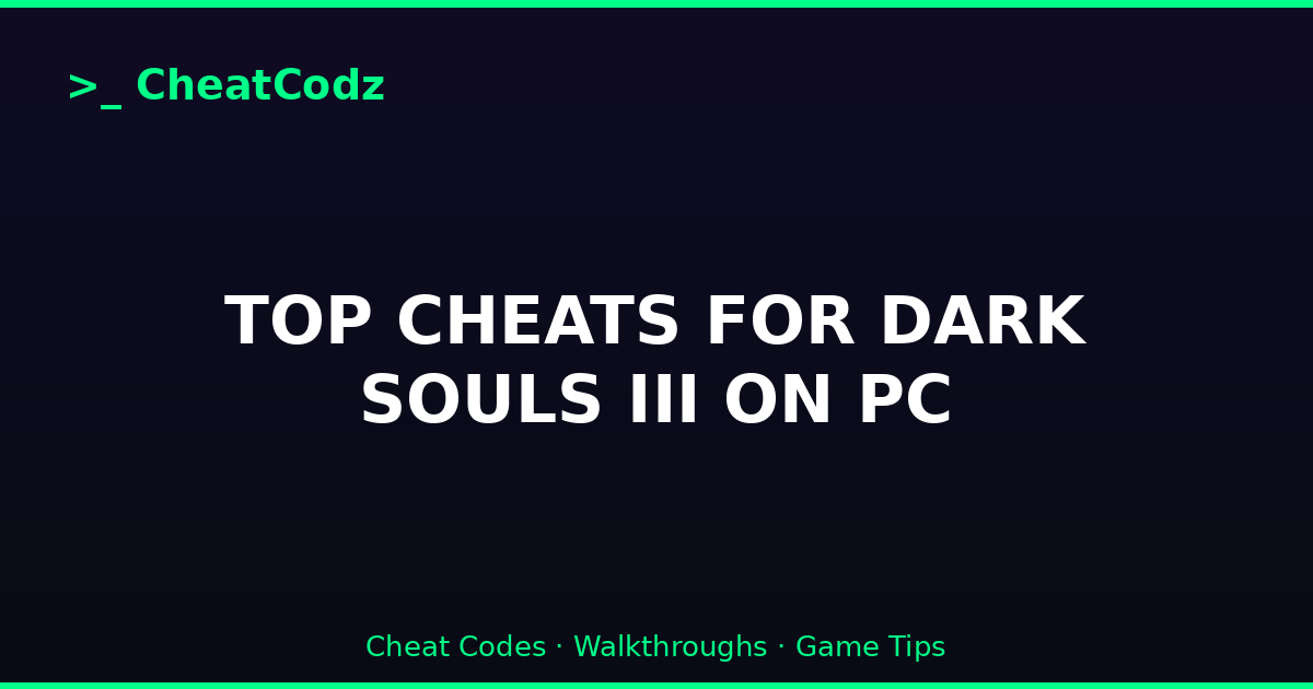 TOP CHEATS FOR DARK SOULS III ON PC