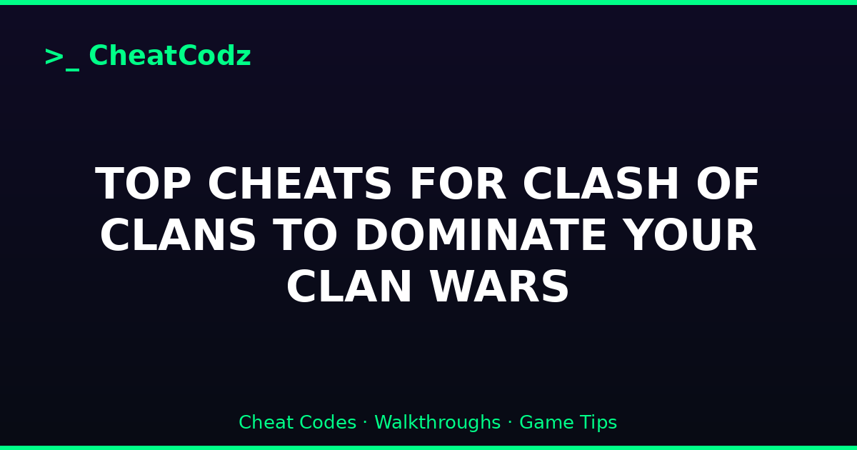TOP CHEATS FOR CLASH OF CLANS TO DOMINATE YOUR CLAN WARS