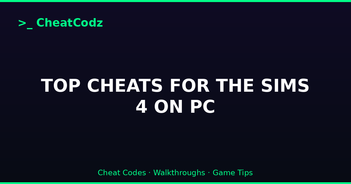 TOP CHEATS FOR THE SIMS 4 ON PC
