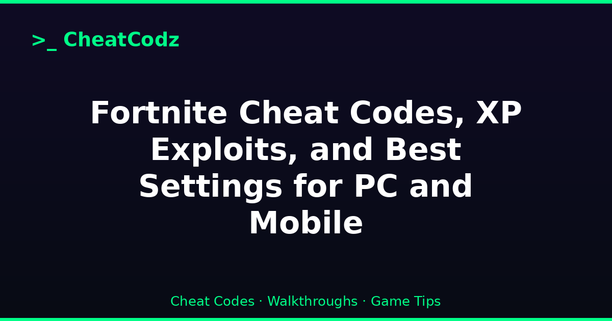 Fortnite Cheat Codes, XP Exploits, and Best Settings for PC and Mobile