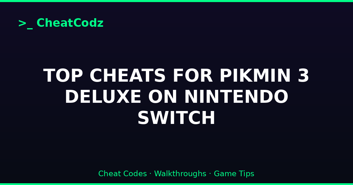 TOP CHEATS FOR PIKMIN 3 DELUXE ON NINTENDO SWITCH