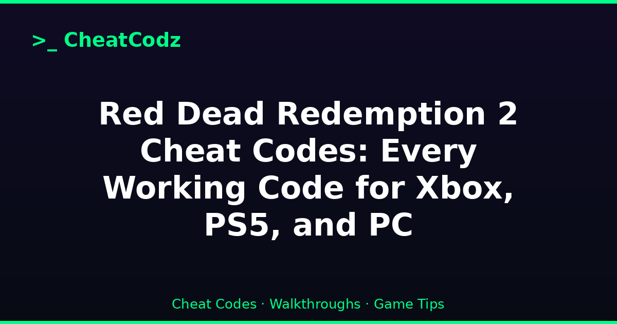 Red Dead Redemption 2 Cheat Codes: Every Working Code for Xbox, PS5, and PC