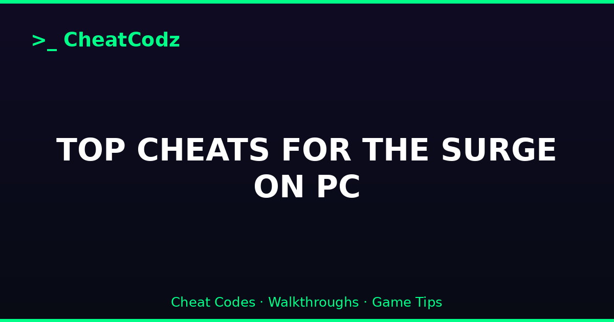 TOP CHEATS FOR THE SURGE ON PC