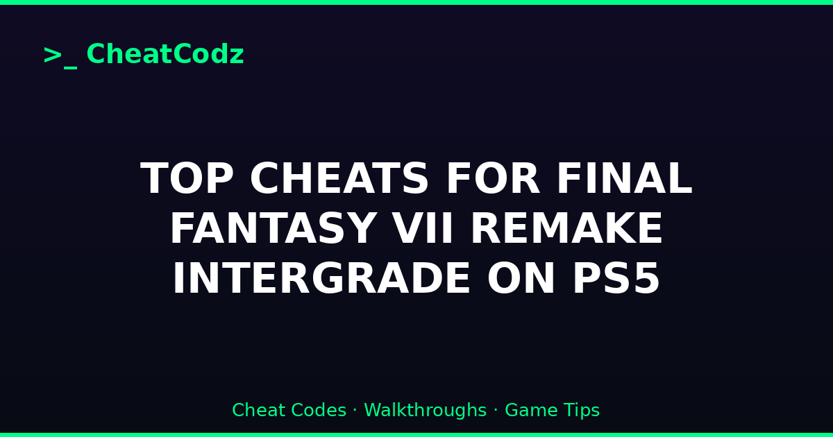 TOP CHEATS FOR FINAL FANTASY VII REMAKE INTERGRADE ON PS5