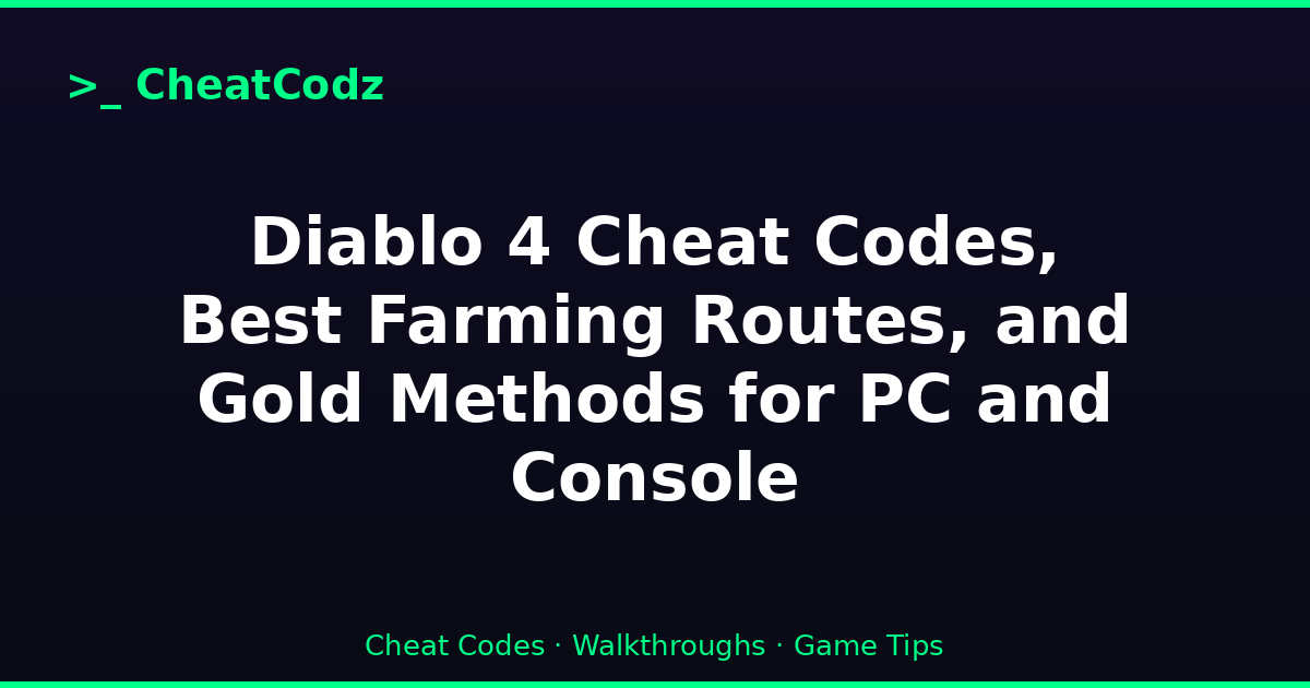 Diablo 4 Cheat Codes, Best Farming Routes, and Gold Methods for PC and Console