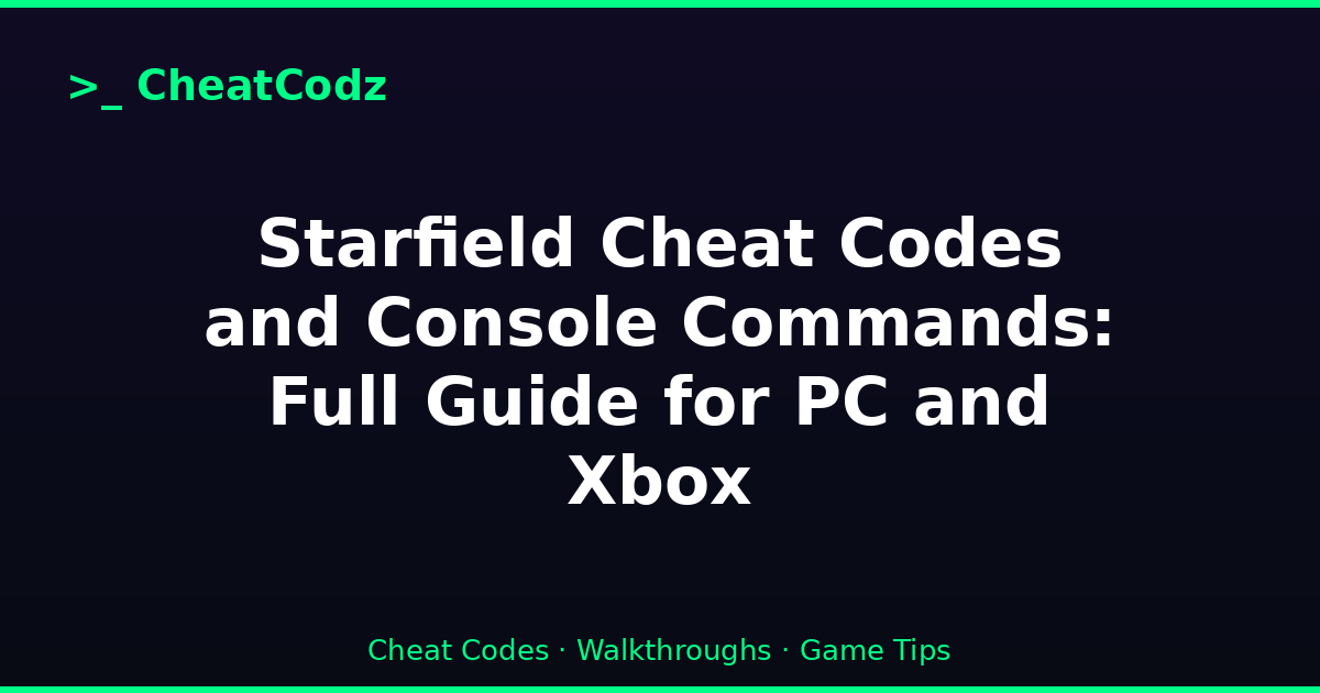 Starfield Cheat Codes and Console Commands: Full Guide for PC and Xbox