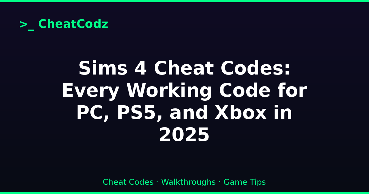 Sims 4 Cheat Codes: Every Working Code for PC, PS5, and Xbox in 2025