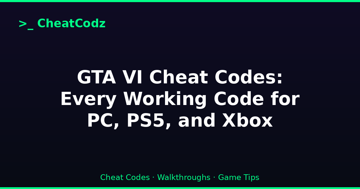 GTA VI Cheat Codes: Every Working Code for PC, PS5, and Xbox