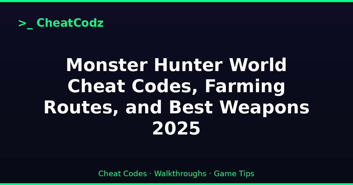 Monster Hunter World Cheat Codes, Farming Routes, and Best Weapons 2025