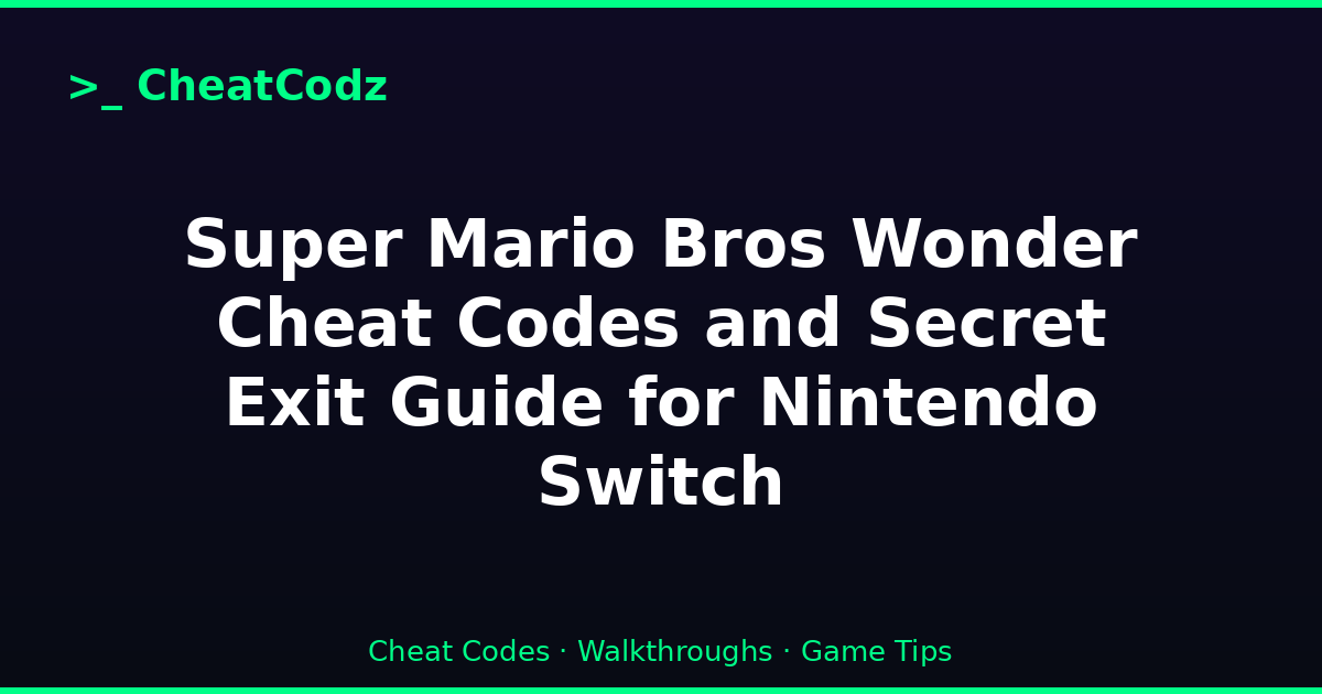 Super Mario Bros Wonder Cheat Codes and Secret Exit Guide for Nintendo Switch