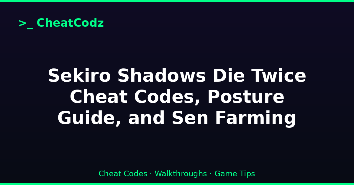 Sekiro Shadows Die Twice Cheat Codes, Posture Guide, and Sen Farming