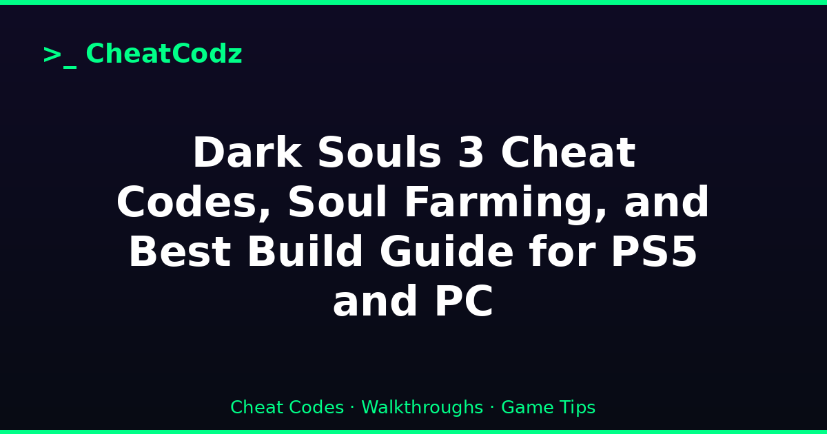 Dark Souls 3 Cheat Codes, Soul Farming, and Best Build Guide for PS5 and PC