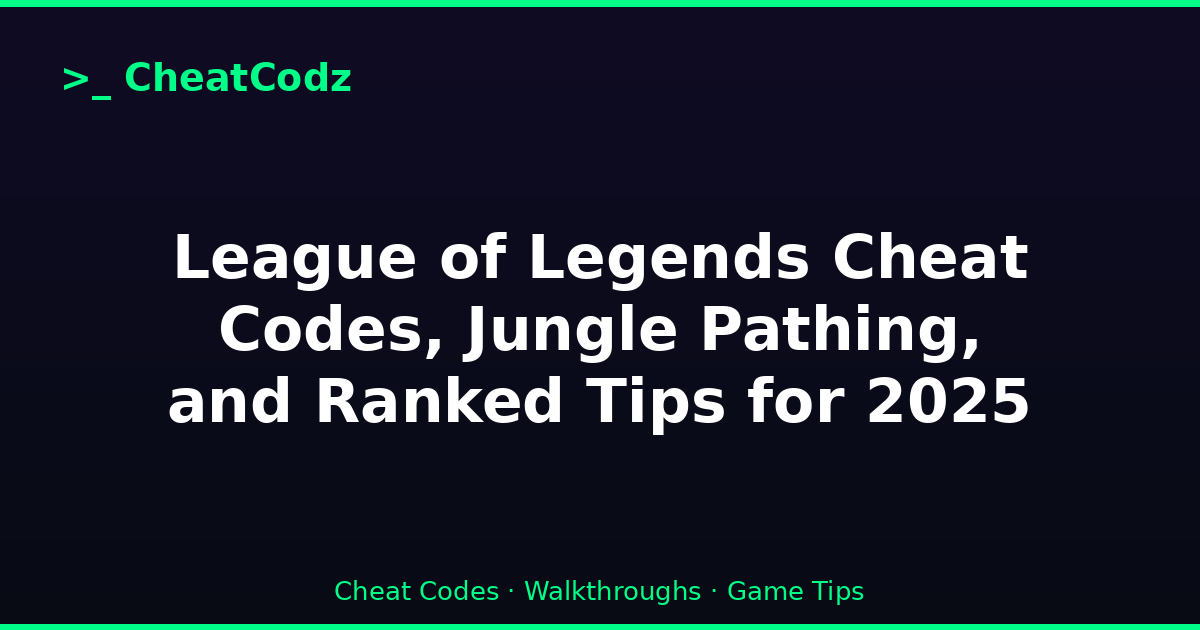 League of Legends Cheat Codes, Jungle Pathing, and Ranked Tips for 2025