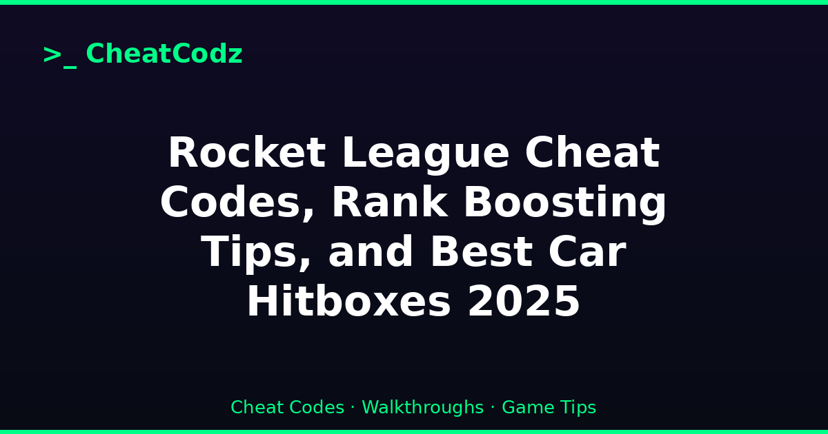 Rocket League Cheat Codes, Rank Boosting Tips, and Best Car Hitboxes 2025