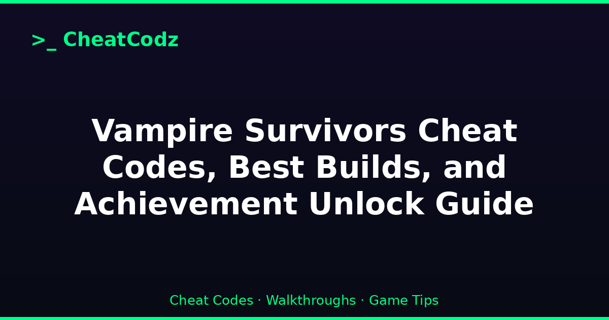 Vampire Survivors Cheat Codes, Best Builds, and Achievement Unlock Guide