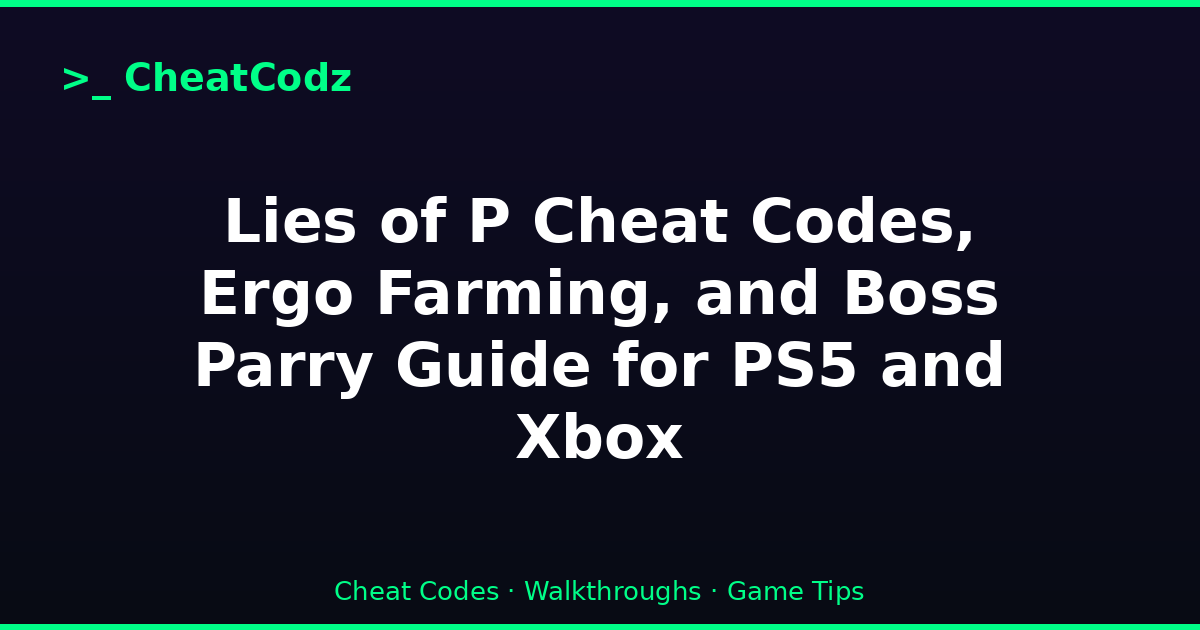 Lies of P Cheat Codes, Ergo Farming, and Boss Parry Guide for PS5 and Xbox