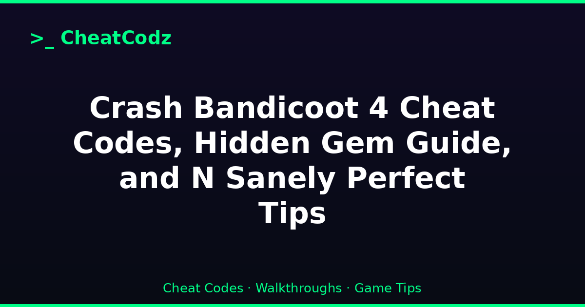 Crash Bandicoot 4 Cheat Codes, Hidden Gem Guide, and N Sanely Perfect Tips
